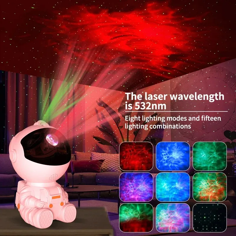 Astronaut Starry Sky Projection Light LED Night Light Astronaut Laser Nebula Atmosphere Bedroom Night Light Children's Gift