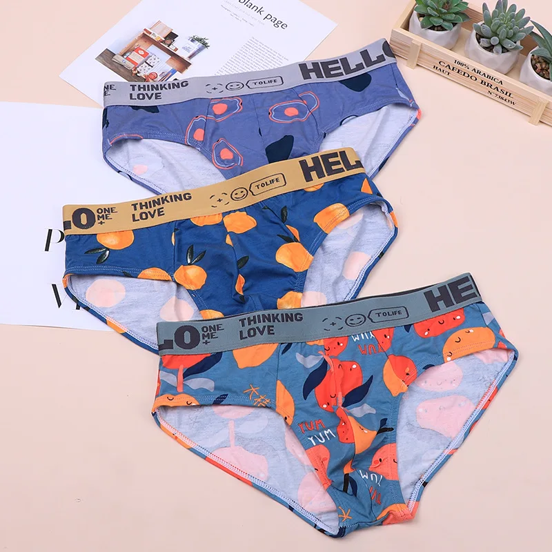 

Men's Printed Underwear Loose for Men Triangle Pants Breathable Cotton Tide Youth Shorts Plus Size New Underpants