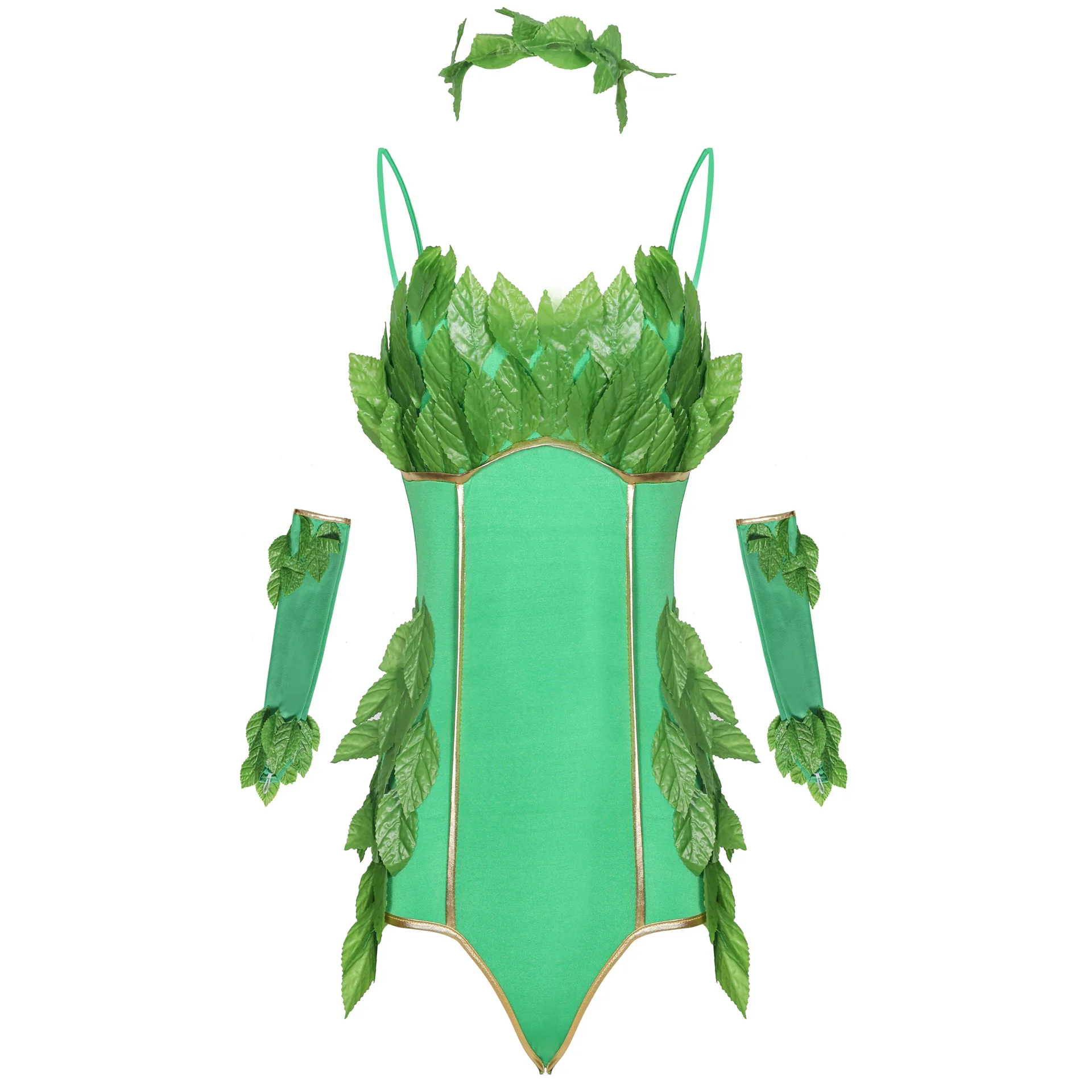 Cartoon Character Forest Fairy Cosplay Green Leaf Dress Costume Halloween for Woman fairy