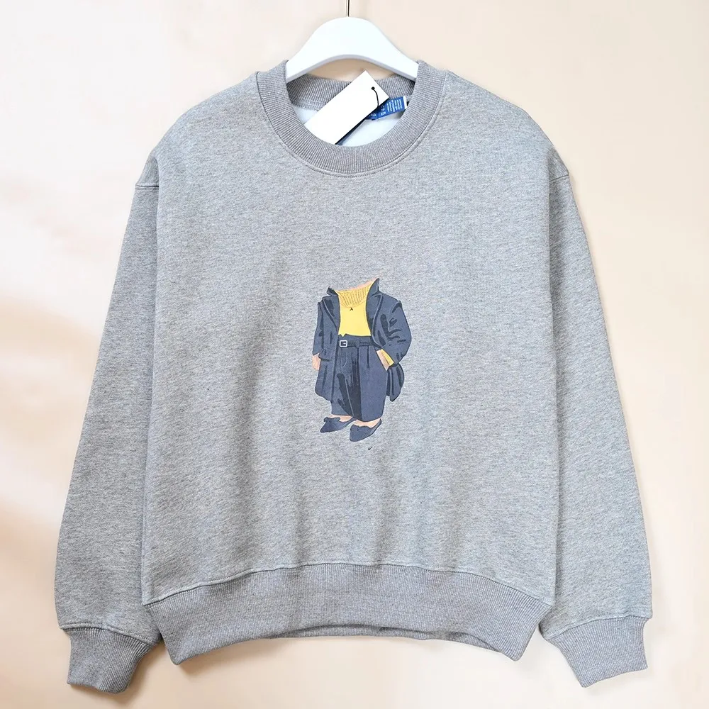 

Женская флисовая толстовка с длинными рукавами и круглым вырезом, повседневная, универсальная, свободного кроя, удобная, осенне-зимняя, с мультяшным принтом