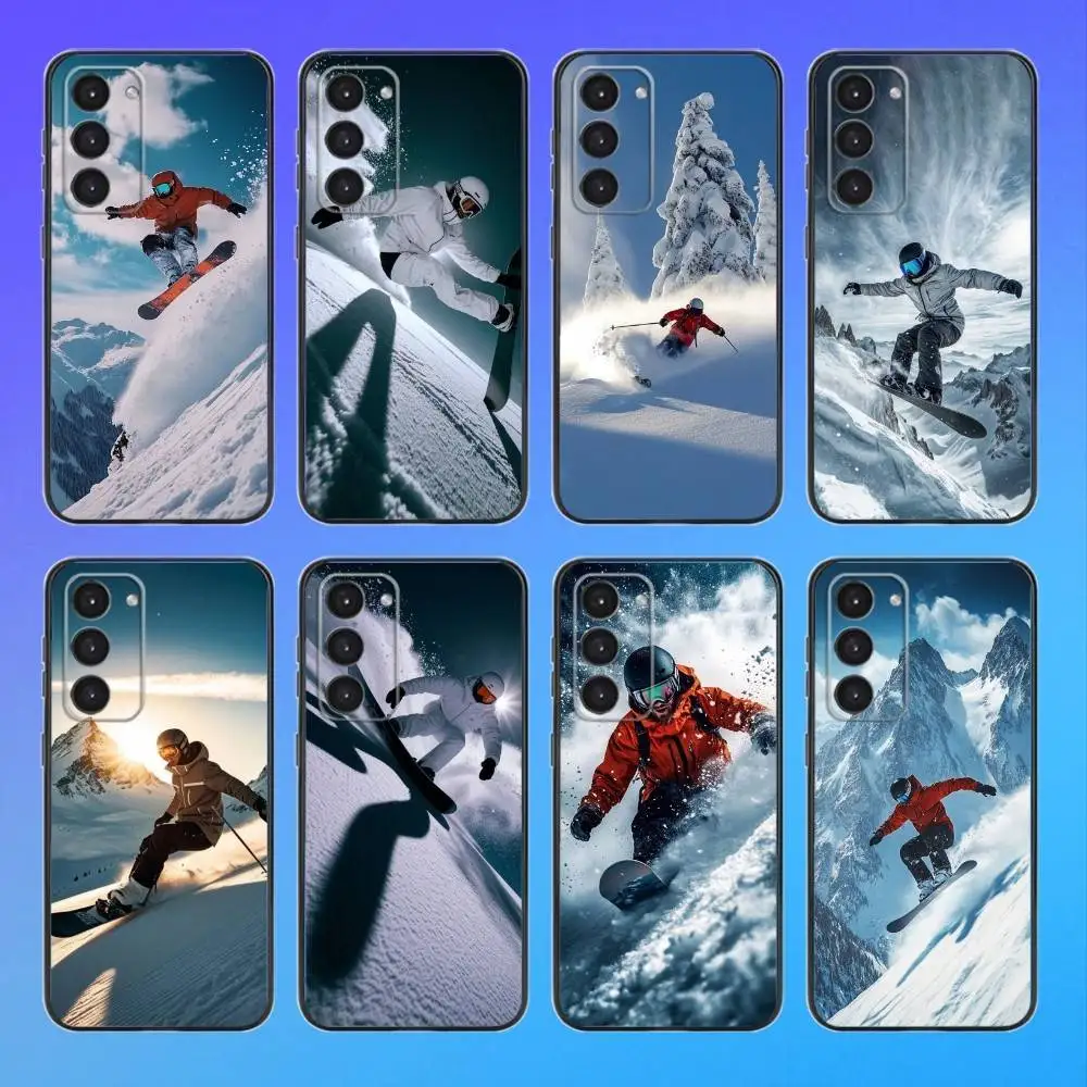 

Skiing Snow Snowboard Ski Phone Case For Samsung A73,A72,A71,A70,A53,A52,A51 Black Soft Case