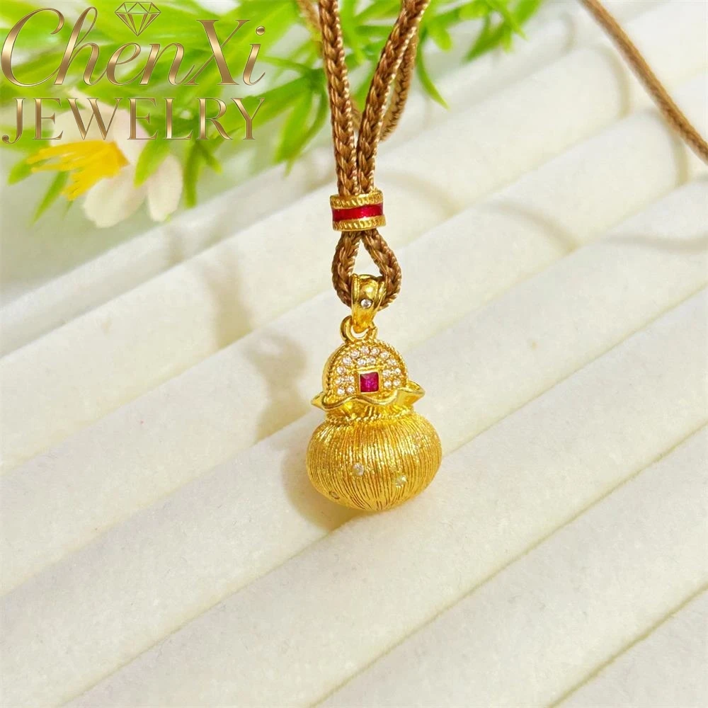 

High-end Sand Gold Diamond-encrusted Pull-thread Coin Gift Bag Pendant Luxury Quality Fashion Fine Jewelry Exquisite Elegant