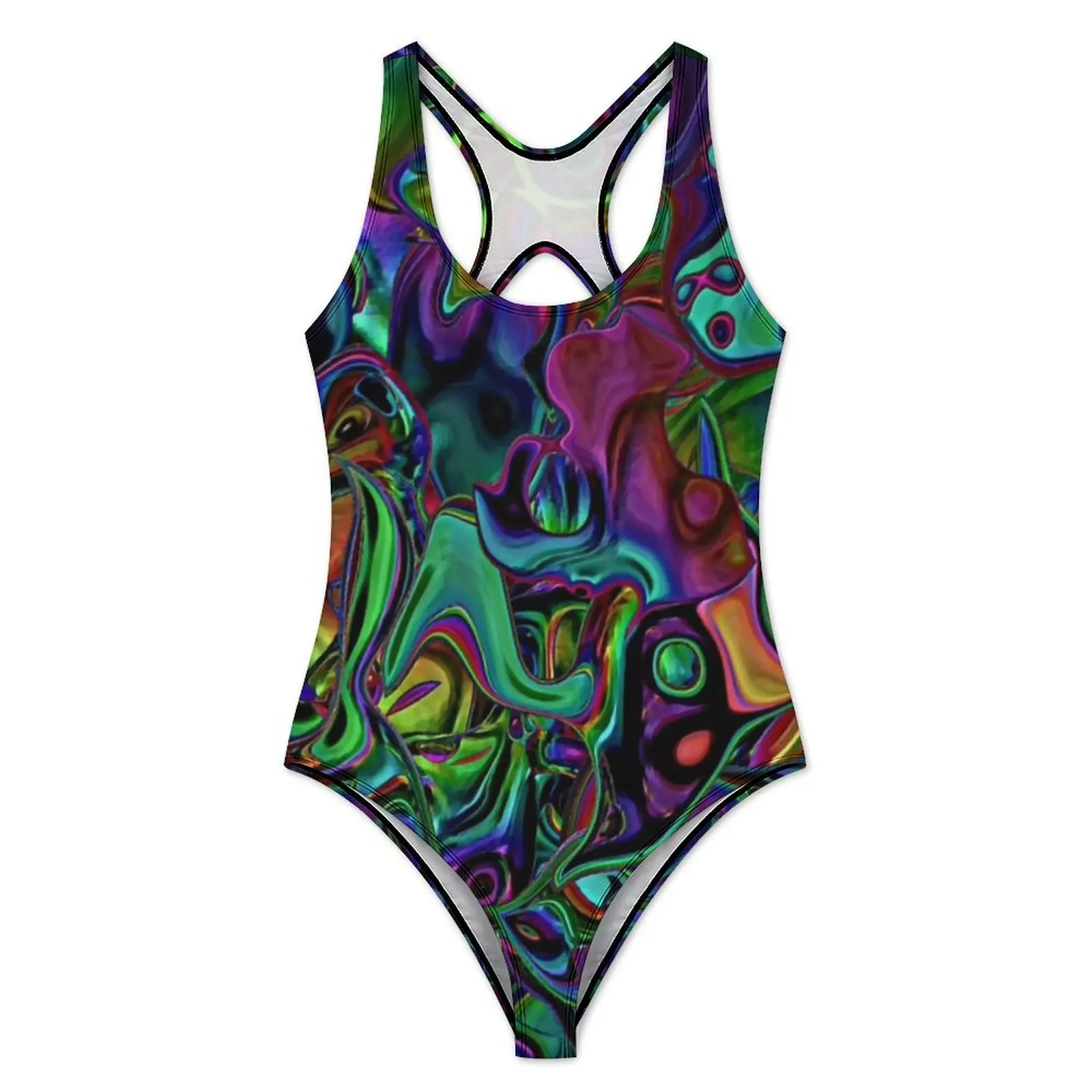 Colorful Liquid Swimsuit Sexy Abstract Marble Design One Piece Swimwear Push Up Swimsuits Aesthetic Vacation Bath Bathing Suits