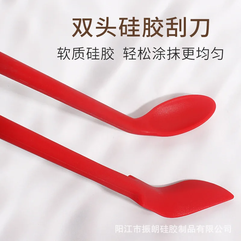 Mini Silicone Spatula Heat Resistant Long Handle Dual-Ended Scraper with Spoon Jam Spatulas Kitchen Gadget Kitchen Accessories