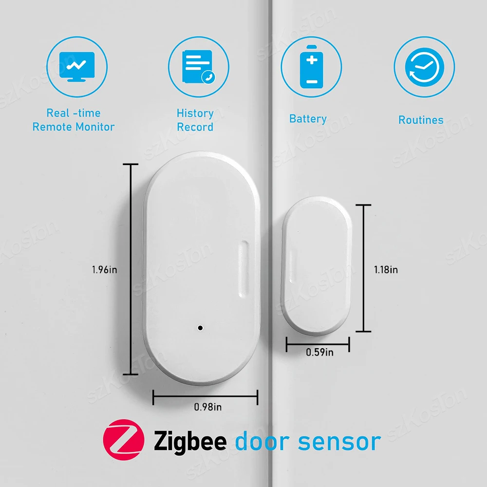 Sensor de porta e janela Tuya-Zigbee, casa inteligente, alarme anti-roubo, controle remoto de automação, funciona com Alexa, Google Home, Smart Life