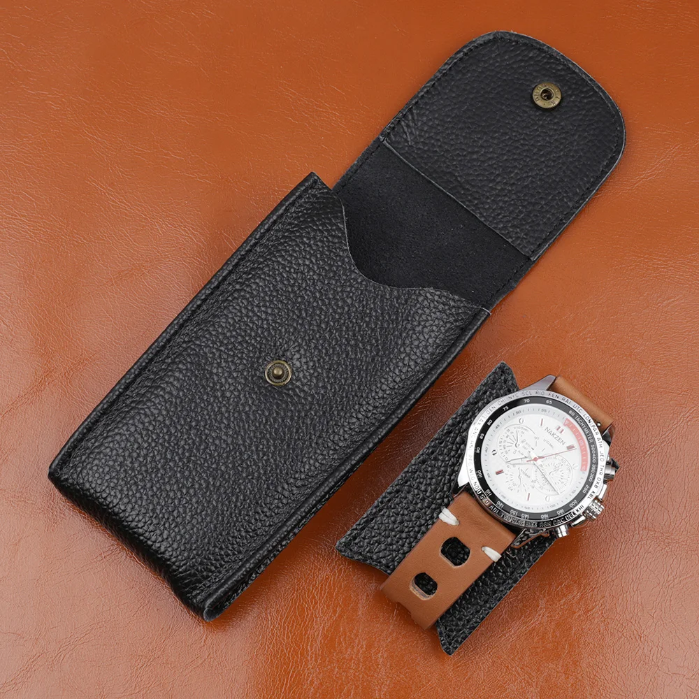 Handmade Genuine Leather Watch Box Bracelet Storage Bag Portable Jewelry Leather Watch Case Travel Pouch Watch Pouch Bag Case