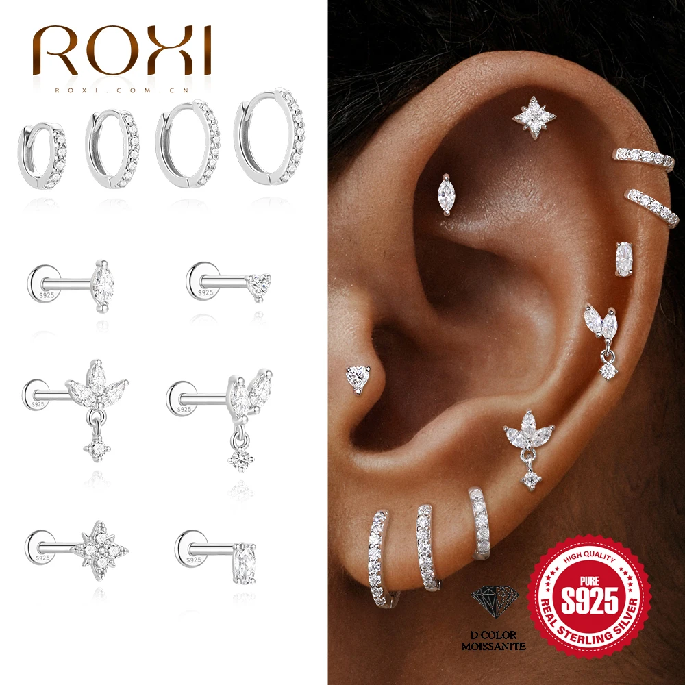 ROXI 925 Sterling Silver Moissanite Gold Stud Earrings For Women-Daily Wear Earrings-Stud Earrings Screw Back-Birthday Gifts Her