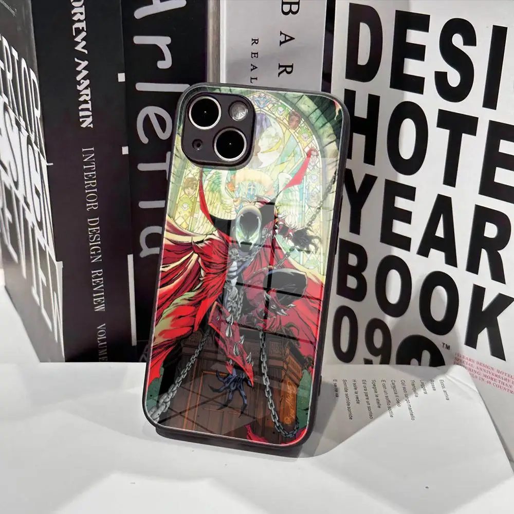 

S-Spawn hell devil Phone Case Tempered Glass For IPhone 16 15 Pro Max 14 13 12 Mini Plus Samsung S24 S23 Ultra phone case