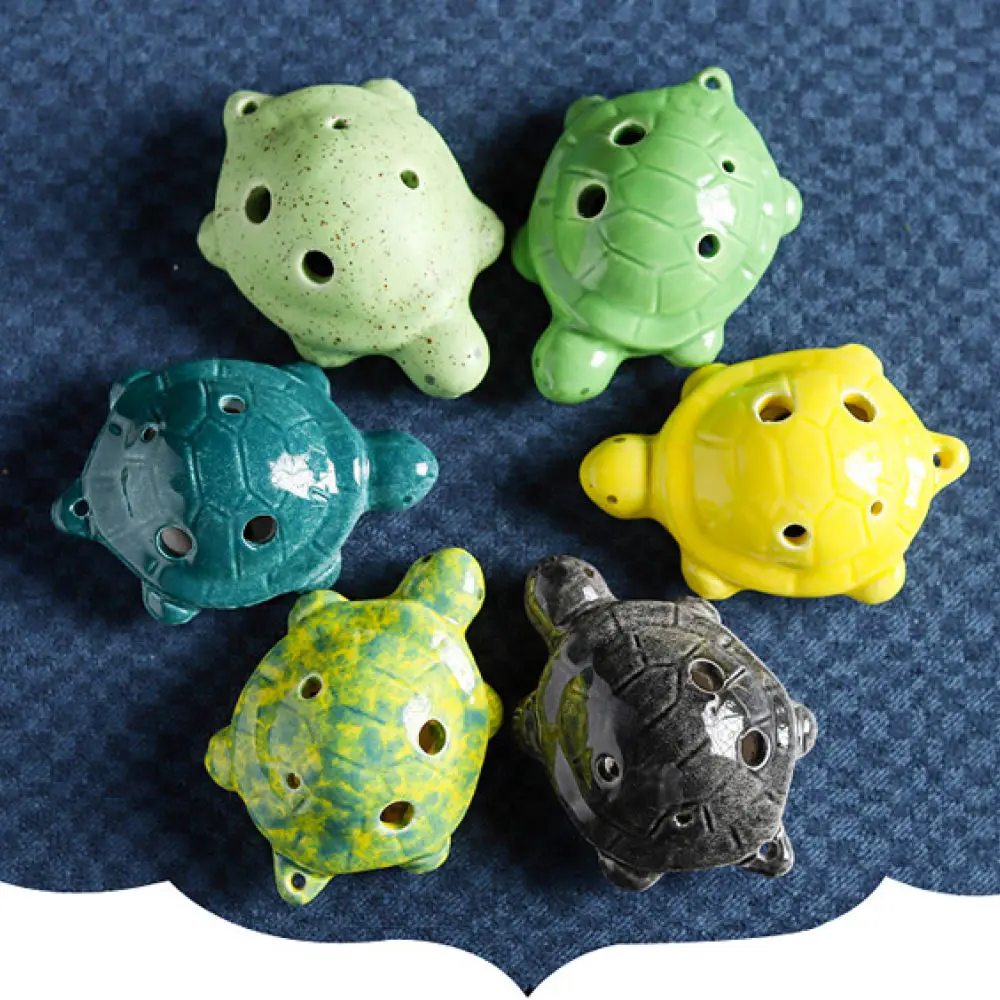Ceramic Turtle Ocarina Alto C Flute 6 Hole Musical Instrument Kids Beginner Practice Performance Portable Wind Toy