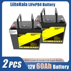 2 sztuki LiitoKala 12V/12.8V 60Ah 30Ah 40Ah 50Ah akumulatory LiFePO4 wodoodporne wózek golfowy akumulator terenowy Off-grid energia słoneczna