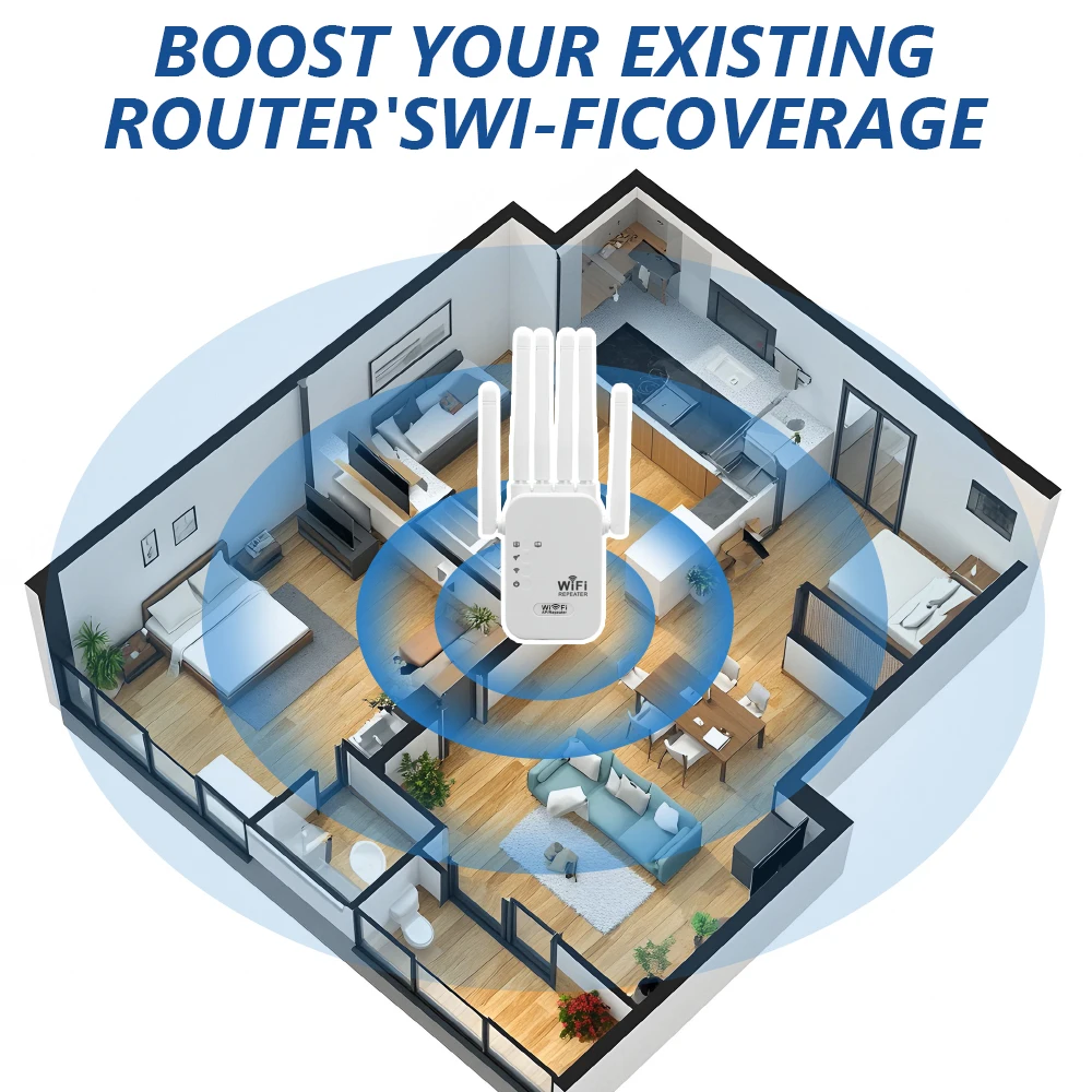 1200 ميجا بت في الثانية - منافذ جيجابت إيثرنت ثنائية النطاق، موسع WiFi 6، يعمل مع أي جهاز توجيه، توافق عالمي، 6 هوائيات لأكثر من 50 عامًا #2