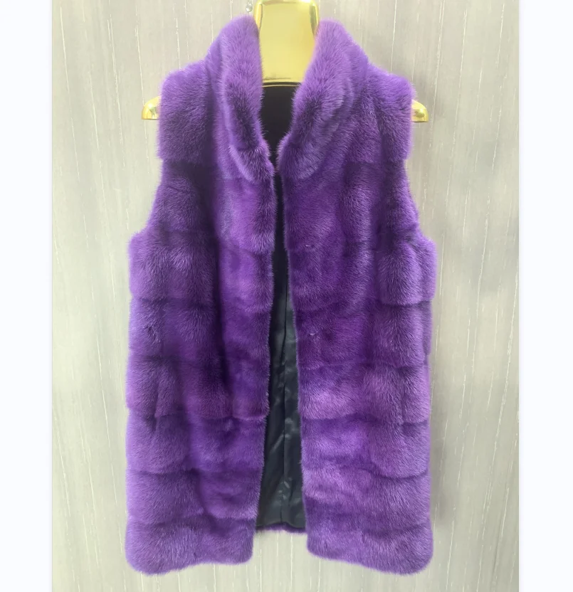 Real Mink Fur Long Vest for Ladies, New