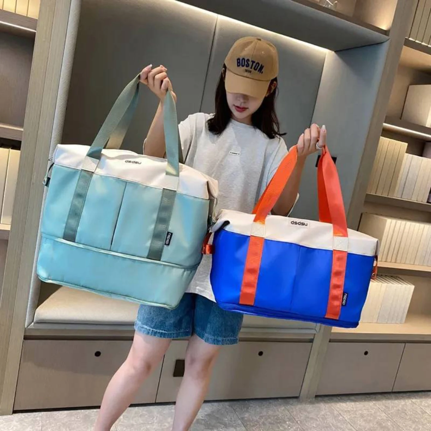 拡張可能なフィットネスバッグ-トラベルハンドバッグ-メンズ出張収納荷物バッグ-大容量ポータブルジムバッグ-男女兼用