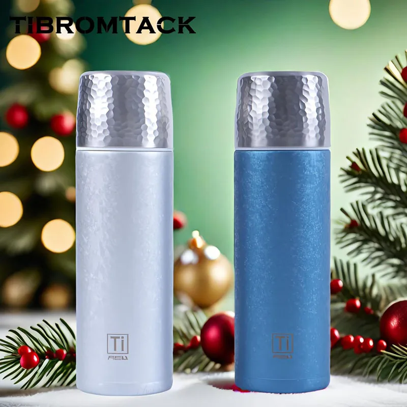 

Titanium Vacuum Insulated Water Bottle Double Wall Vacuum Cup Titanium Thermos with Cup 480ml/ 16.8fl oz Cold or Hot for Hours