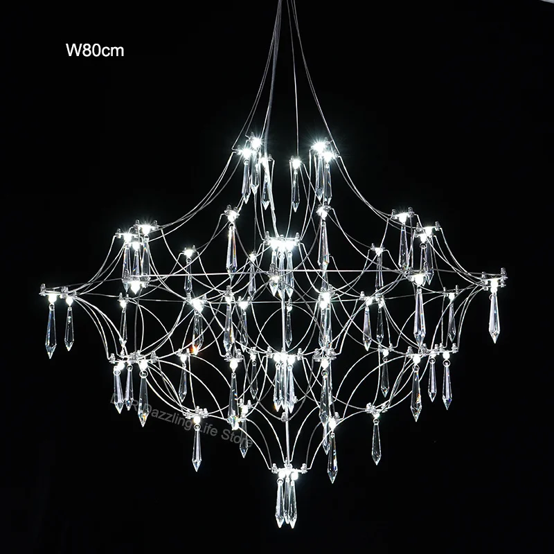 

LED Crystal Chandelier Lights Living Room Dining Room Bedroom Hanging Light Villa Cube Firefly Dining Table Suspension Luminaire