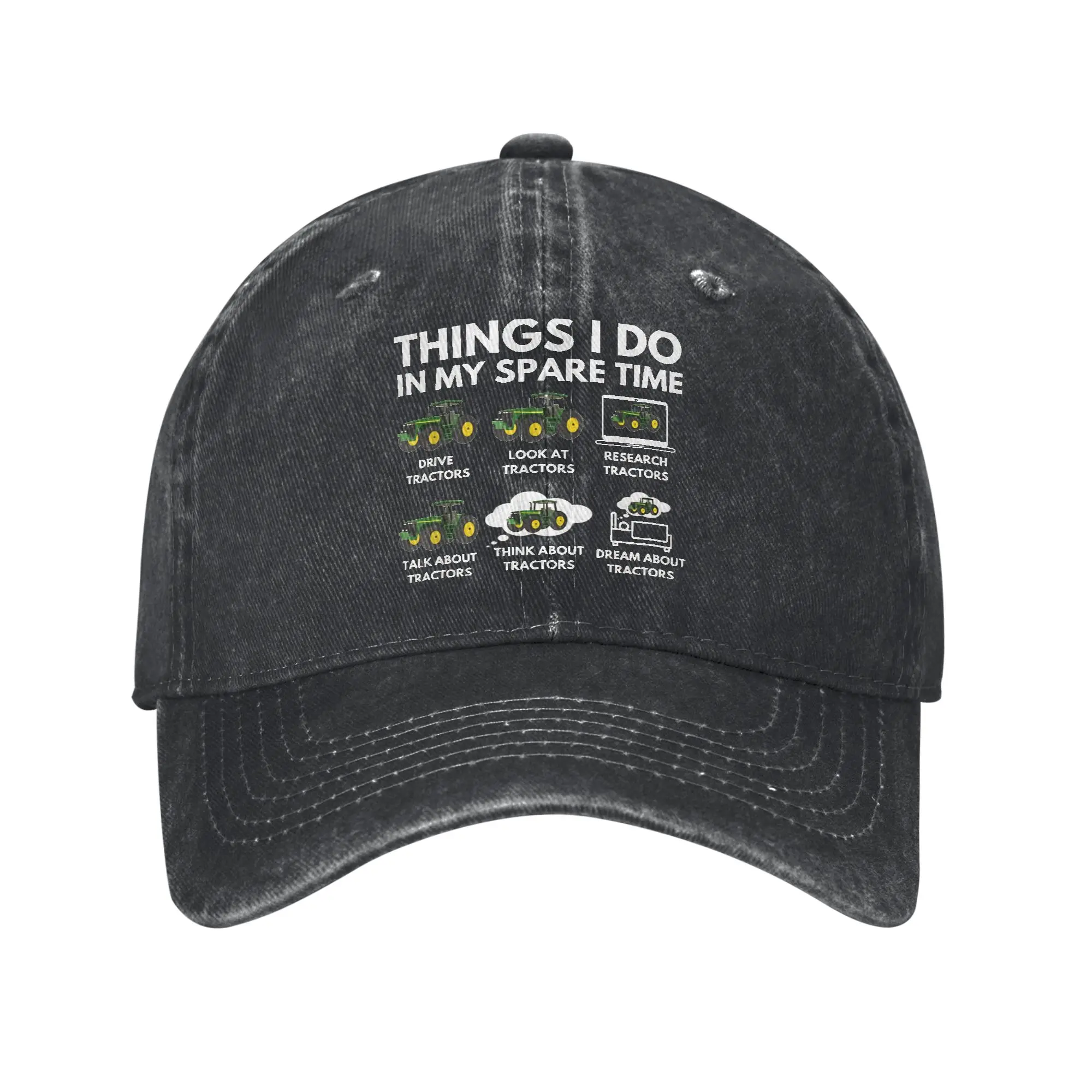 Gorra de béisbol vintage con efecto desgastado y lavado, estilo snapback, con la frase 'Things I Do In My Spare Time Farmer', para hombre y mujer, ideal para actividades al aire libre, golf y como regalo.