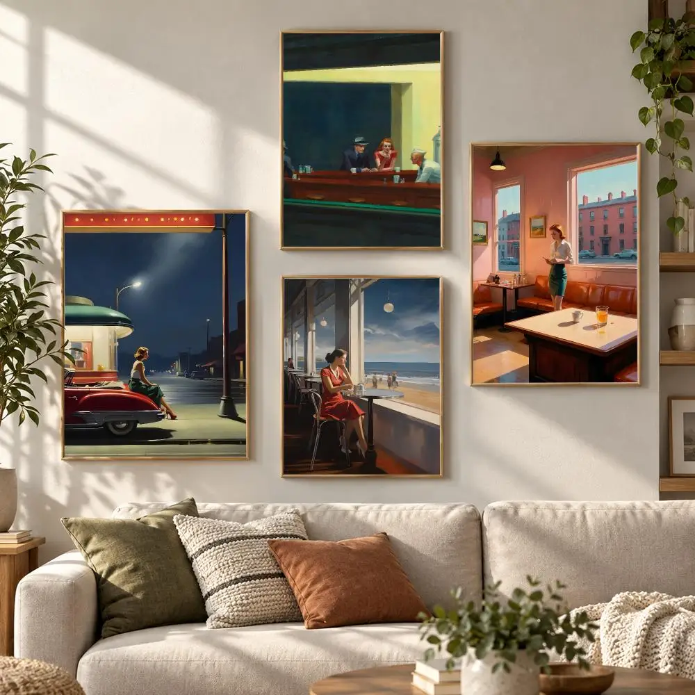 Edward Hopper Classic American Realism Urban Solitude Poster Contemporary Wall Art Print for Bedroom & Living Room, Unframed