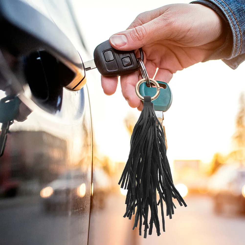 

2Pcs PU Tassel Keychain Elegant Stylish Charm for Car Keys Handbags Backpacks Women Decoration Keyring Tassels Charms