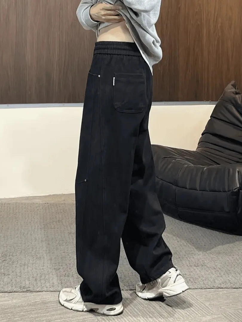 

Осень-зима, повседневные прямые брюки с талией, мужские свободные универсальные простые модные длинные брюки для пар