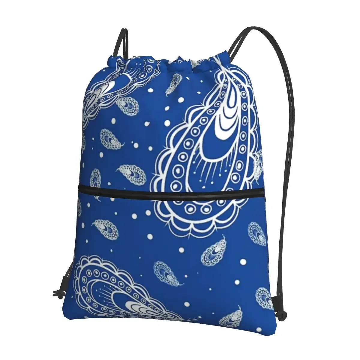 Crip Gang Style Paisley Print Portable Backpacks Drawstring Bag Drawstring Bundle Pocket Book Bags For Travel Sport Man Woman