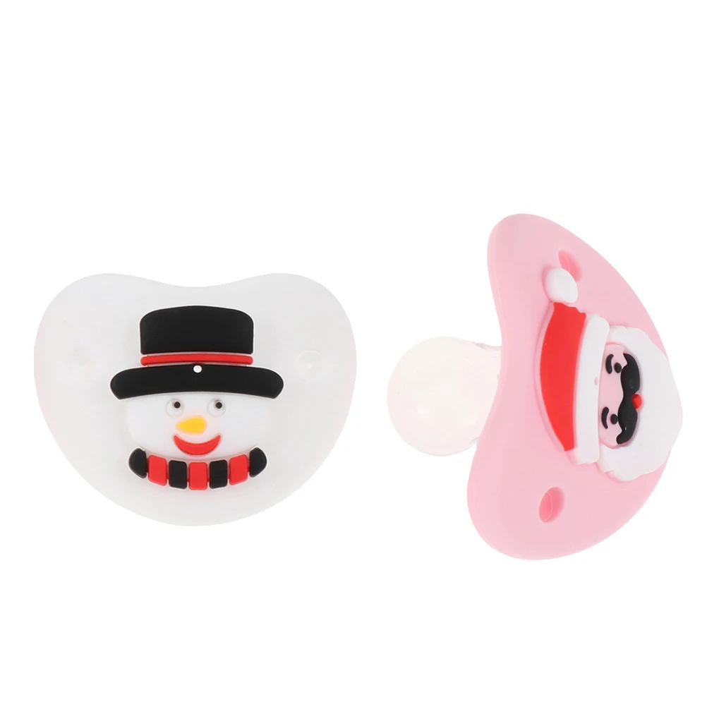 

2 pcs Silicone Pacifiers Adorable Christmas Soothers Mini Size Safe for Babies Infants Portable Outdoor Use Flexible Cartoon