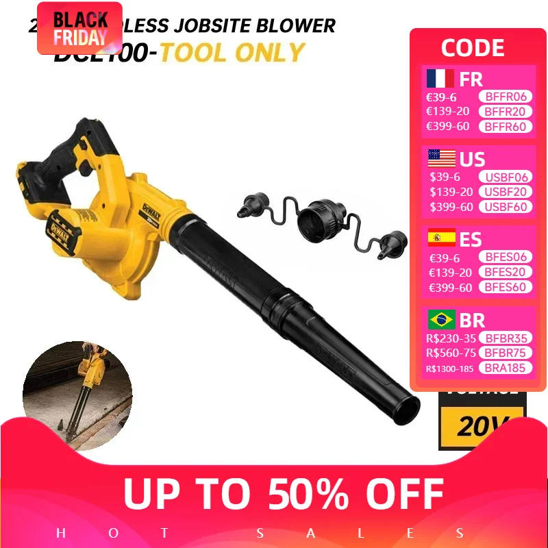 DEWALT DCE100 Compact Jobsite Blower Dust Vacuum Cleaner Garden Leaf Rechargeable Blower Power Tools Cordless Air Blower DCE100N