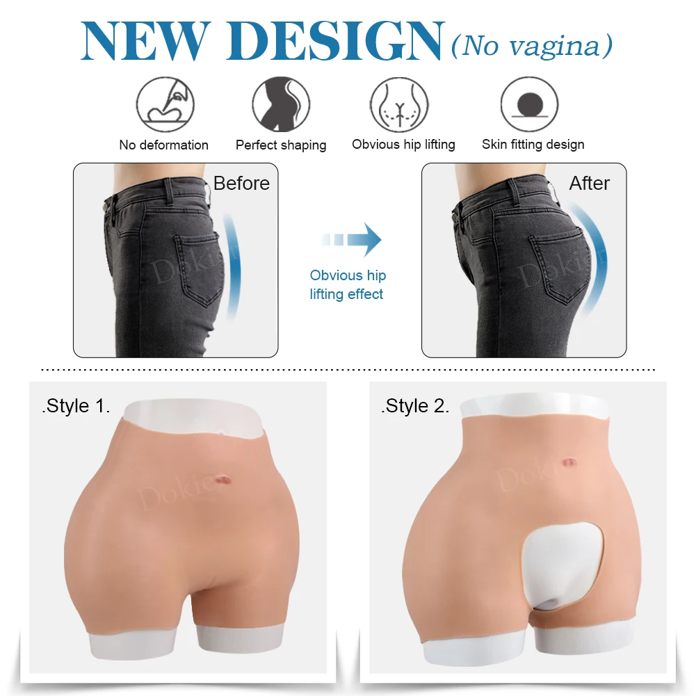 Dokier Silicone Realistic Fake Vagina Pants Pussy Sexy Fake Shaping Pants for Shemale Crossdresser Transgender Enhancer Hip Up