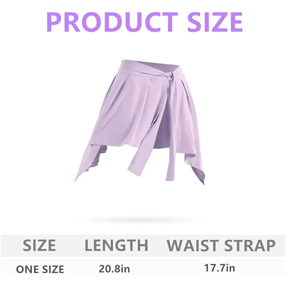 Women Solid Color Yoga Tennis Up Skirt Athletic Workout Running Tie Up Wrap Skirts Hip Covering Asymmetrical Scarf image 6