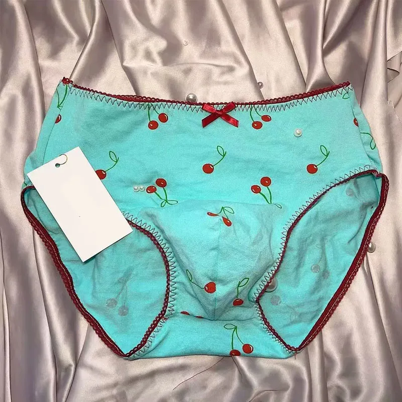 

Cross-dressing Large Size Briefs Man's Convex Pouch Cherry Graphics Cute Kawayi Sissy Brief BF Panty