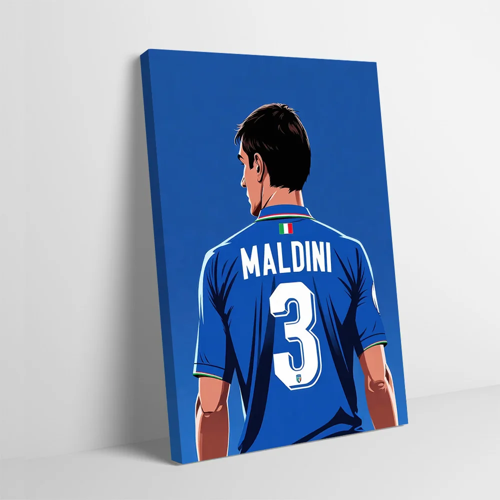 Póster Impreso de la Camiseta de Fútbol de Paolo Maldini, Italia, Cuadro Personalizable en Lienzo para Decoración de Sala de Estar