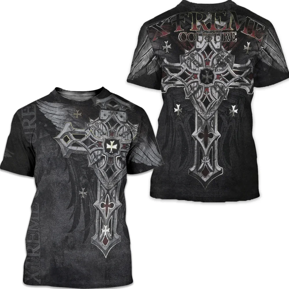 

Camiseta arcaica de afliction Colisson para hombre, camisa de manga corta con estampado gráfico 3D, calle para
