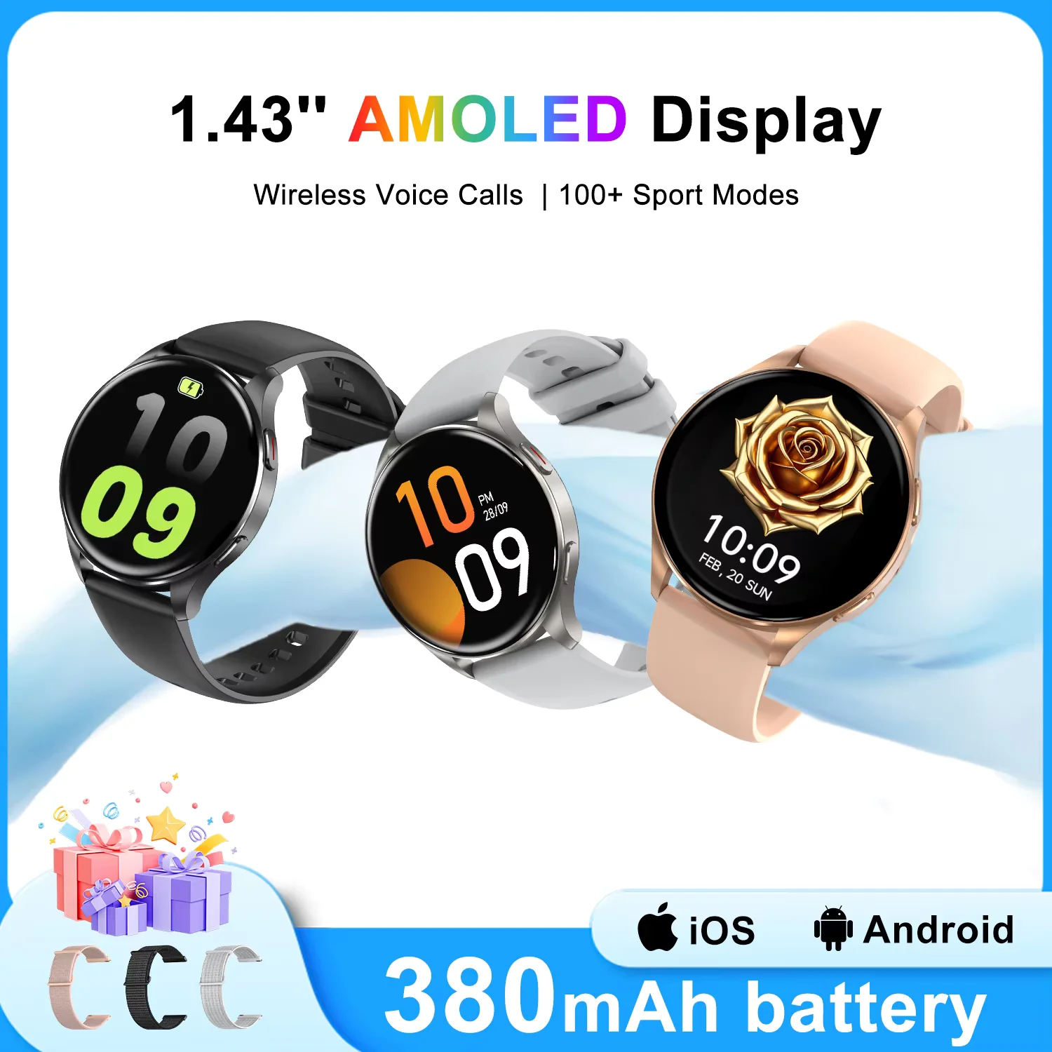 

New X20 Smart Watch with Health Monitoring Fitness Tracking 1.43” HD AMOLED Screen Bluetooth Smartwatches for Men Women Gifts