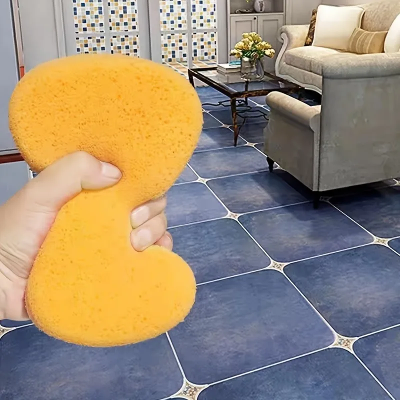 2pcs Grouting Cleaning Sponge Cleaning Tools, Waxing High-density Sponge Block (Orange Yellow) for Cleaning Services/shops