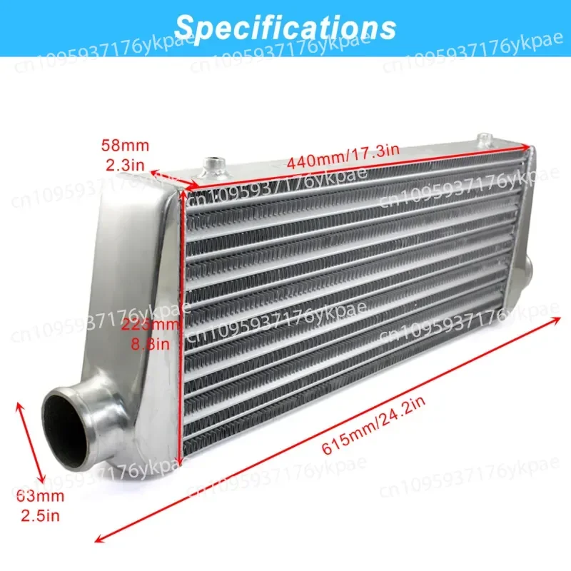 Automotive Intercooler Universal 440x225x58mm Aluminum Tubular Intake Turbine Cooling Radiator Modification