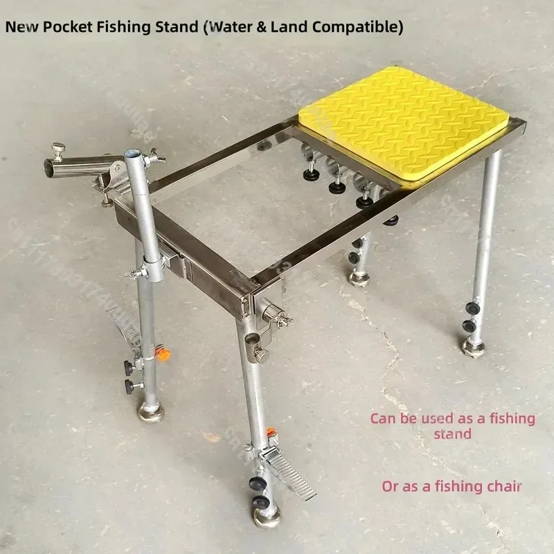 2025 New Mini Portable Stainless Steel Fishing Chair Small Foldable Multifunctional Pocket Seat for Outdoor Camping Travel