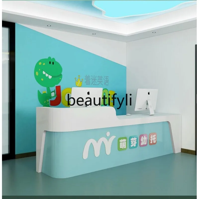 

Kindergarten Painted Front Desk Reception Desk Early Education Center Training Class Playground Office Cashier Desk
