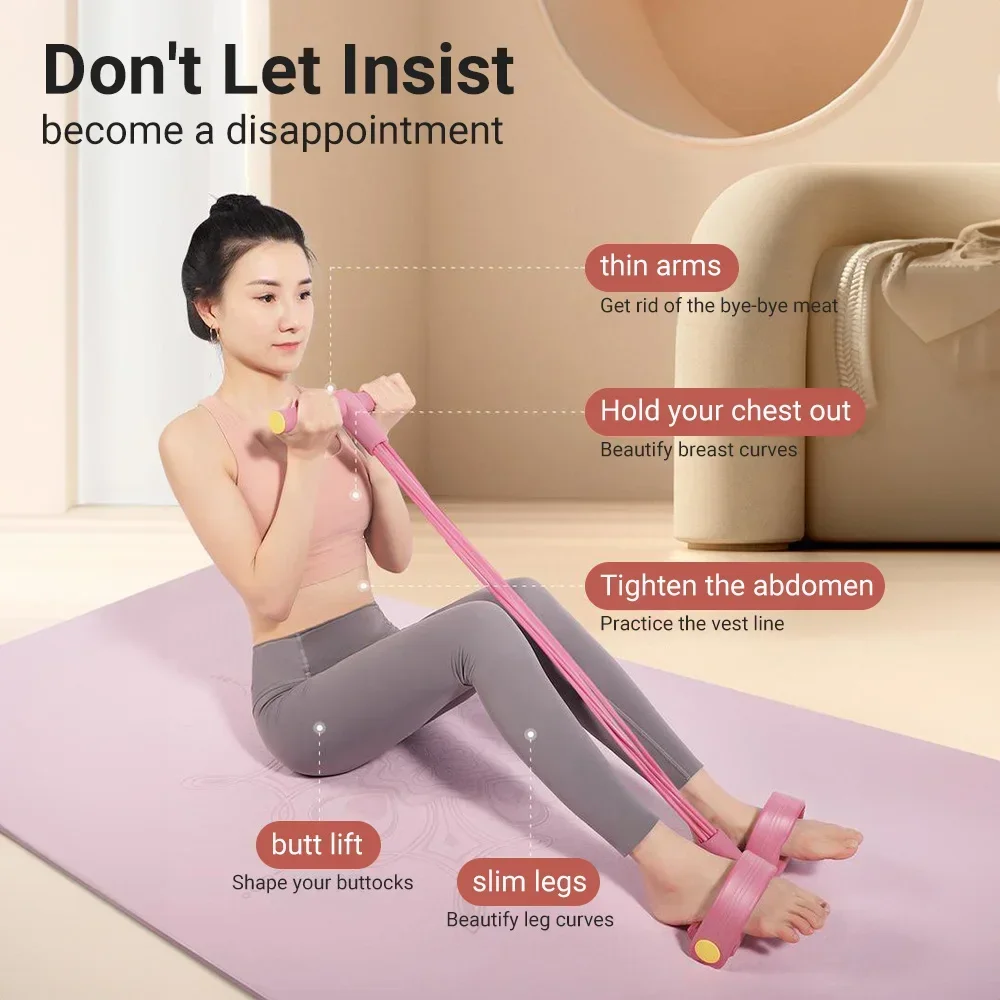 Fußzieher, Yoga-Bein-4-Wege-Elastikseil für Zuhause, Ganzkörper-Stretch-Zugseil, Sit-Up-Assistent – Detail 3