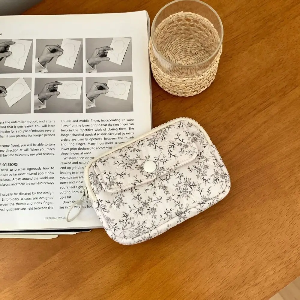 

Stripe Floral Coin Purse Flower Korean Style Small Makeup Lipstick Bag Large Capacity Jewelry Packing Bag