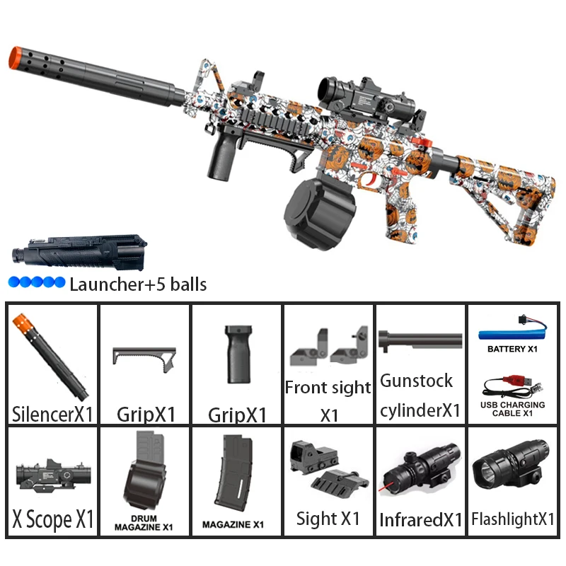 ปืนของเล่น M416 ปืนไฟฟ้าสำหรับเล่นกลางแจ้ง ยิงกระสุน ของเล่นปืนพกสำหรับเล่นกีฬาช่วงฤดูร้อน เหมาะสำหรับเกมส์ปฏิสัมพันธ์ระหว่างพ่อแม่ลูก เป็นของขวัญ