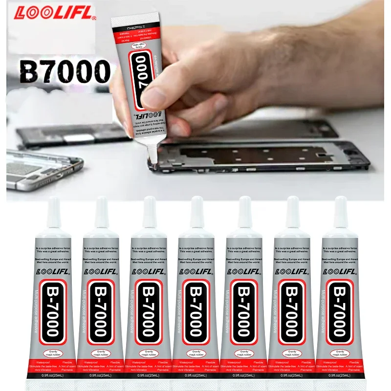 B7000 adesivo super transparente de secagem rápida, contato preto, telefone celular, tablet, reparo, manutenção, capa traseira, reparo médio