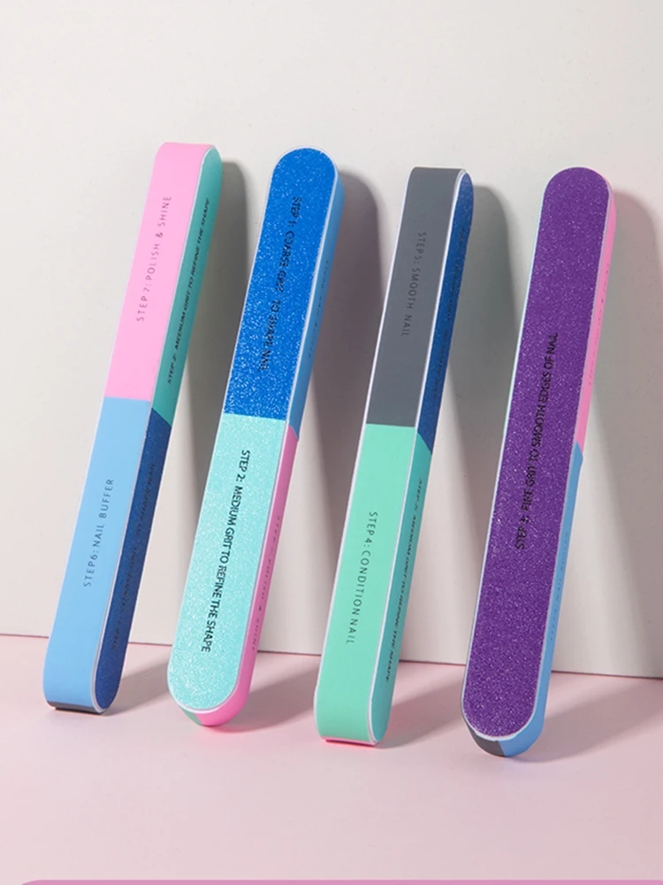 3/5/7/10 قطعة ملف الأظافر سبعة جوانب أدوات تلميع مانيكير باديكير الملفات المهنية مسمار الفن الرملي عازلة كتلة أدوات الأظافر #6