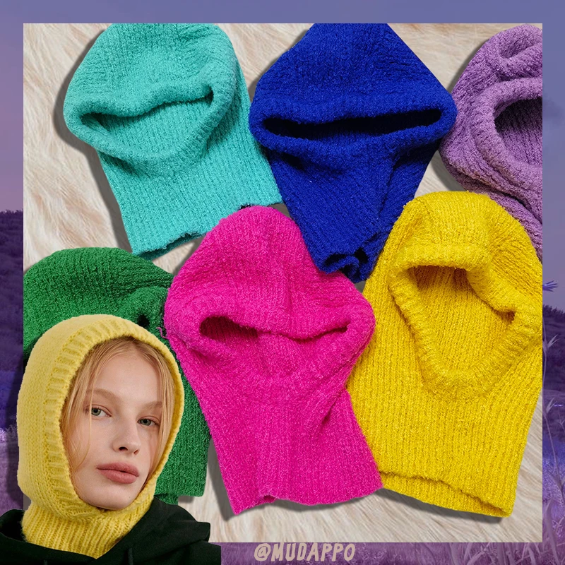 

Красочные толстые теплые шерстяные вязаные шапки для защиты ушей «один в одном» на осень и зиму для женщин, хит продаж