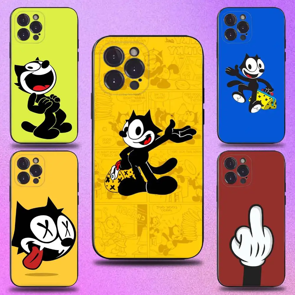 

Cute F-Felix-ES The Cat Phone Case For iPhone 16,15,14,13,12,11 Plus,Pro Max,XS,X,XR,SE,Mini,8,7,Soft Silicone Black Cover