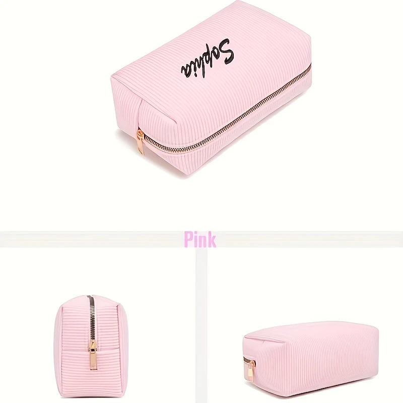 Custom Personalized Makeup Bag Embroidered Name Lightweight Portable Large Capacity Storage Bag Suitable
