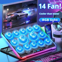 RGB Laptop Cooler Stand with 6 -14 Quiet Cooling Fans  8 Height Stand 2 USB Ports LED lighting for 15.6-17.3 inch laptops Stand