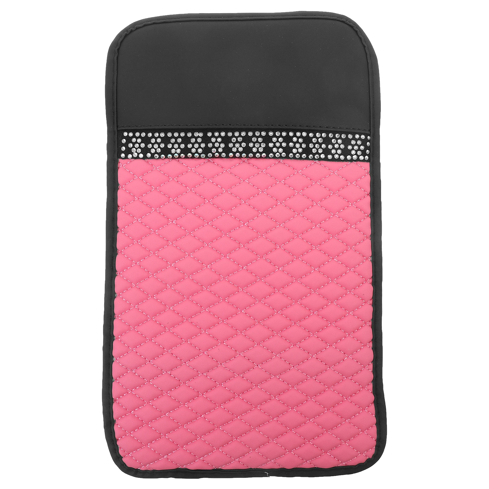 

Car Armrest Pad Center Console Cushion Checkered Pu Luxurious Interior Decor Long Use Ventilation Easy Install Car