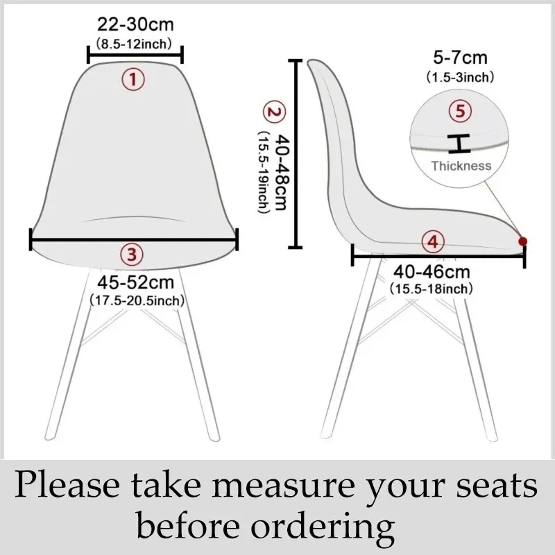 2/4PCS Shell Chair Covers Stretch Printed Dining Seat Covers Elastic Armless Chair Slipcover Furniture Protector Banquet Hotel