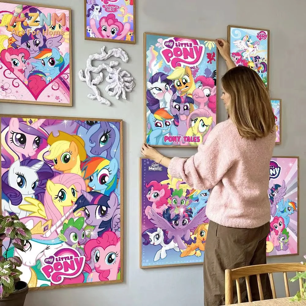 1PC ， Cartoon My L-Little P-Pony Classic Vintage Posters Decoracion Painting Wall Art White Kraft Paper Kawaii Room Decor