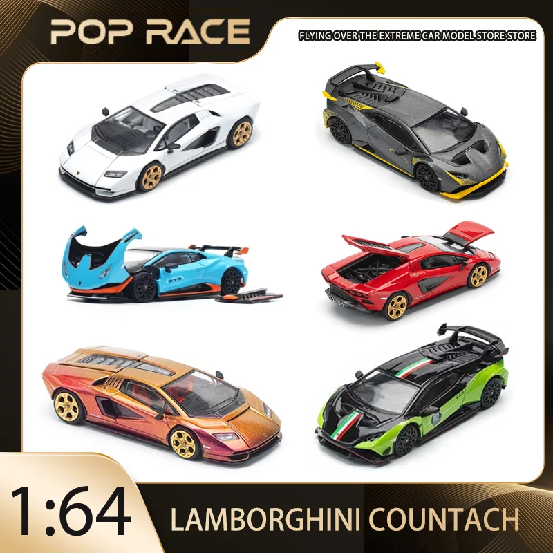 Poprace1:64 Lamborghini Hurricane STO Contas LPI800-4 Alloy Premium Diecast Vehicle Model Toys
