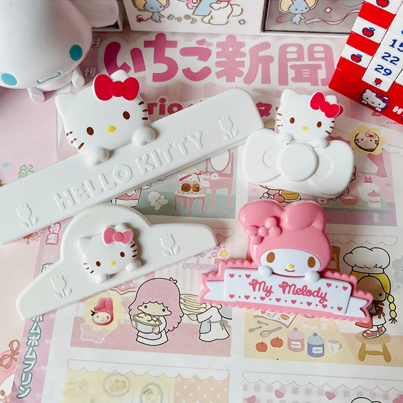 Sanrio Hello Kitty Food Seal Clips Cute Melody Clips Sealer Clamp Magnetic Fridge Sticker Ticket Holder Hand Acount Folder Gifts